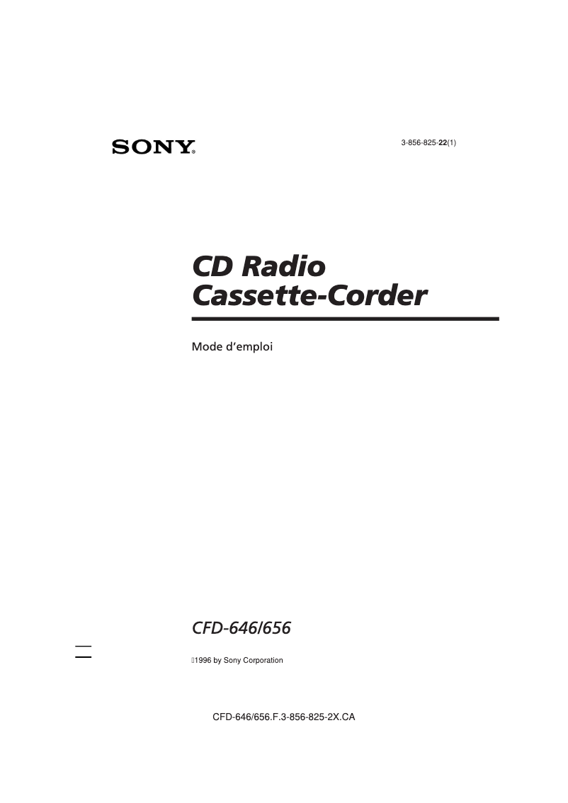 Page 1 de la notice Manuel utilisateur Sony CFD-646
