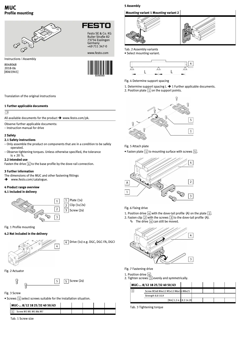 Page 1 de la notice Manuel utilisateur Festo MUC-40