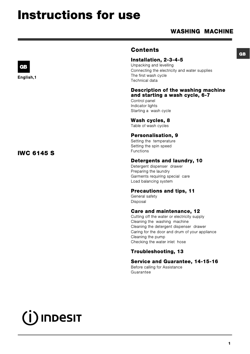 Image de la première page du manuel de l'appareil IWC 6145