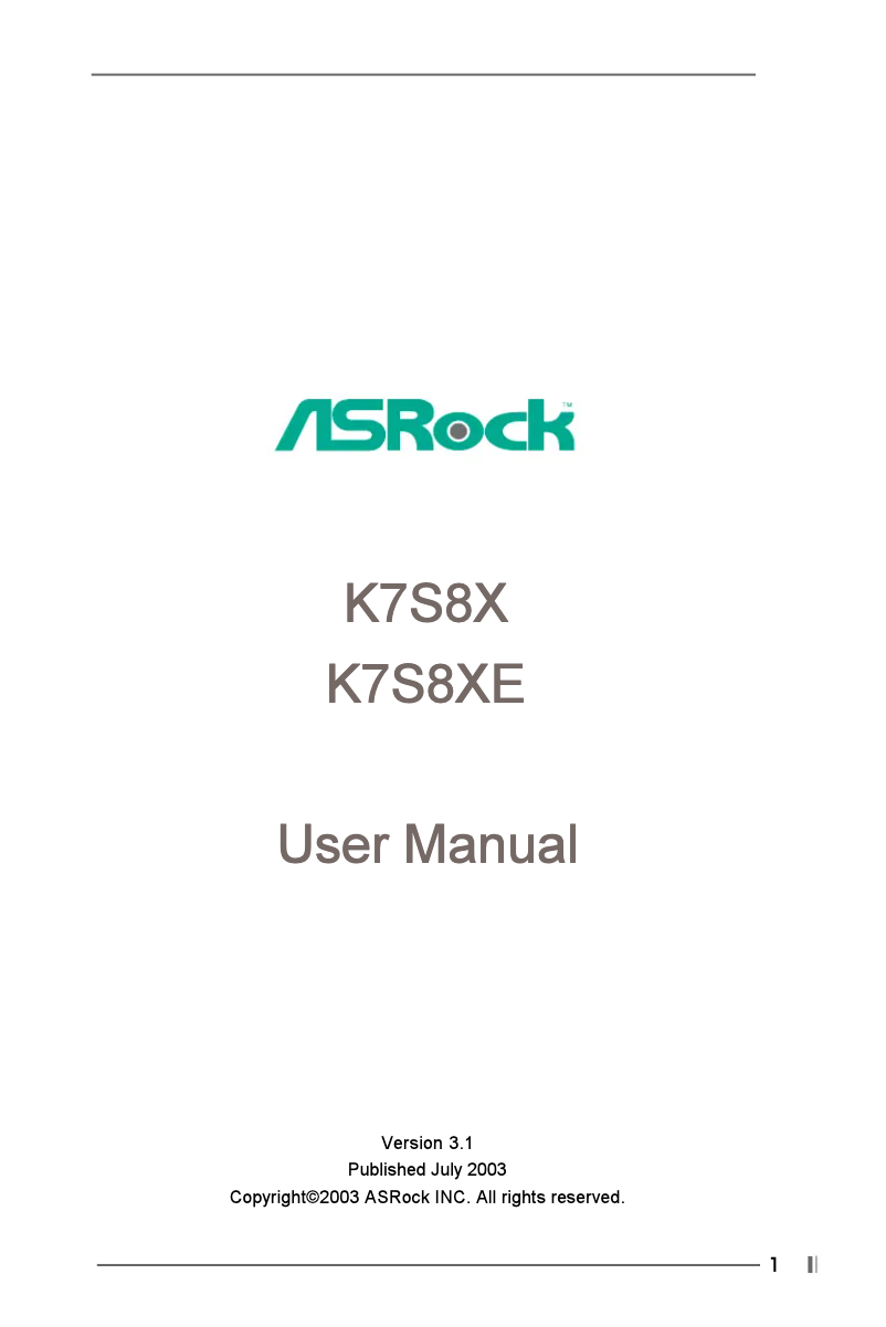 Página 1 del manual Manual de usuario Asrock K7S8XE R3.0