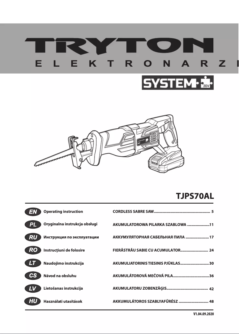 Page n°1 - Manuel utilisateur Tryton TJPS70AL