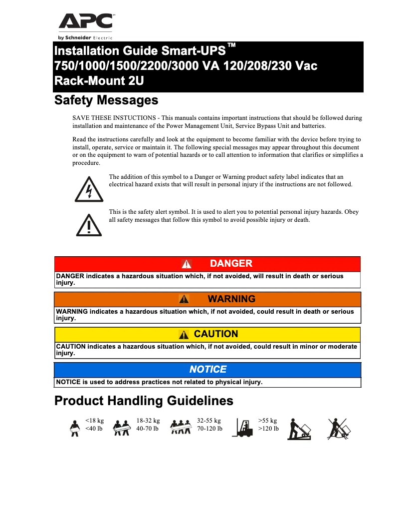 Image de la première page du manuel de l'appareil Smart-UPS 2200VA LCD RM 2U 120V US