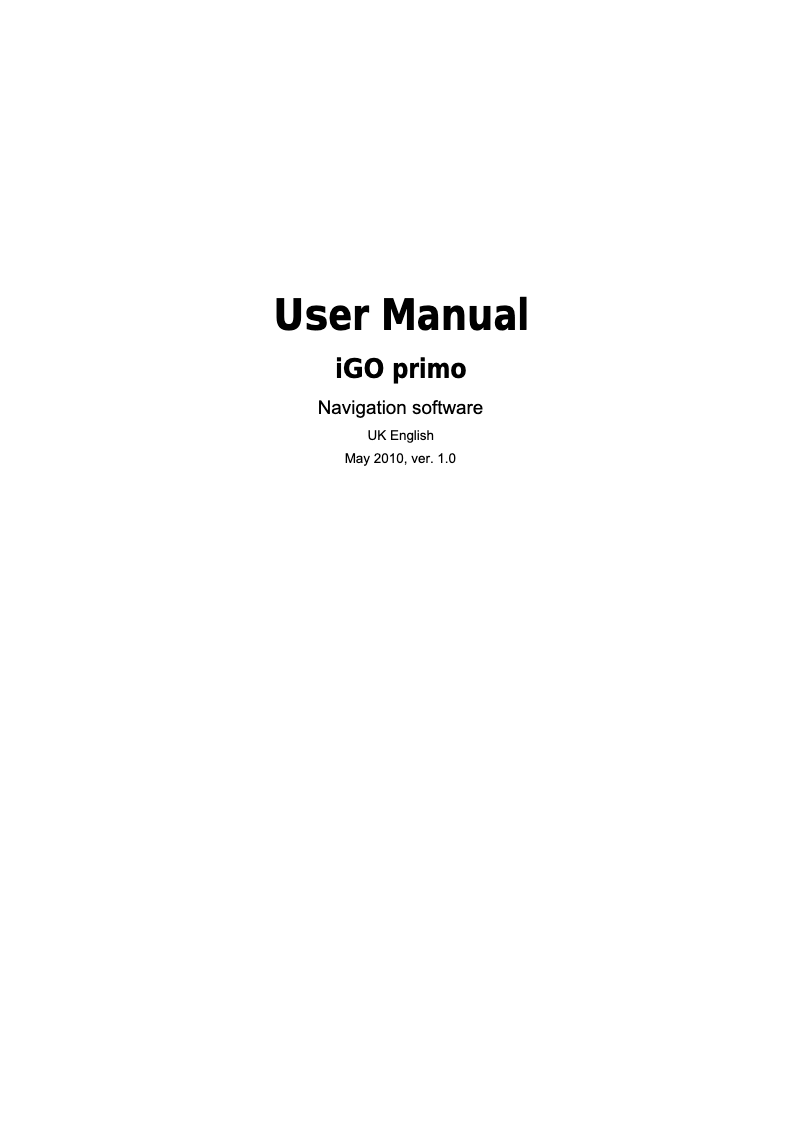 Page n°1 - Manuel utilisateur Nav N Go IGO primo