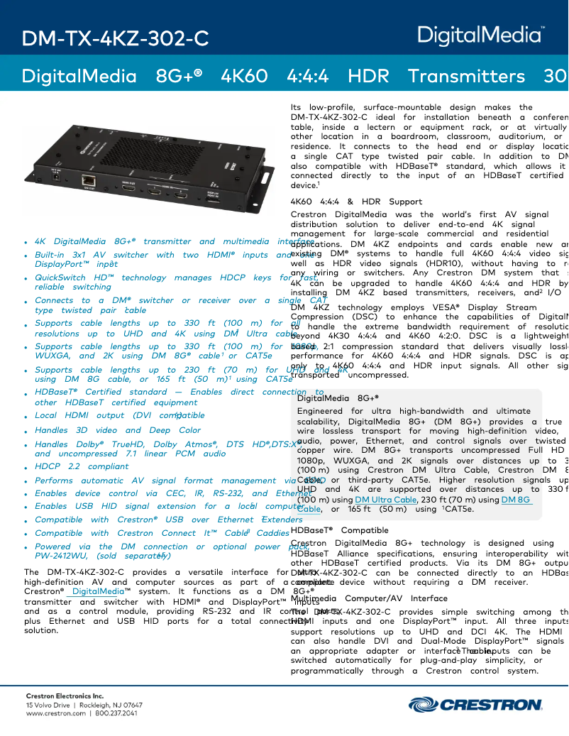 Image de la première page du manuel de l'appareil DM-TX-4KZ-302-C