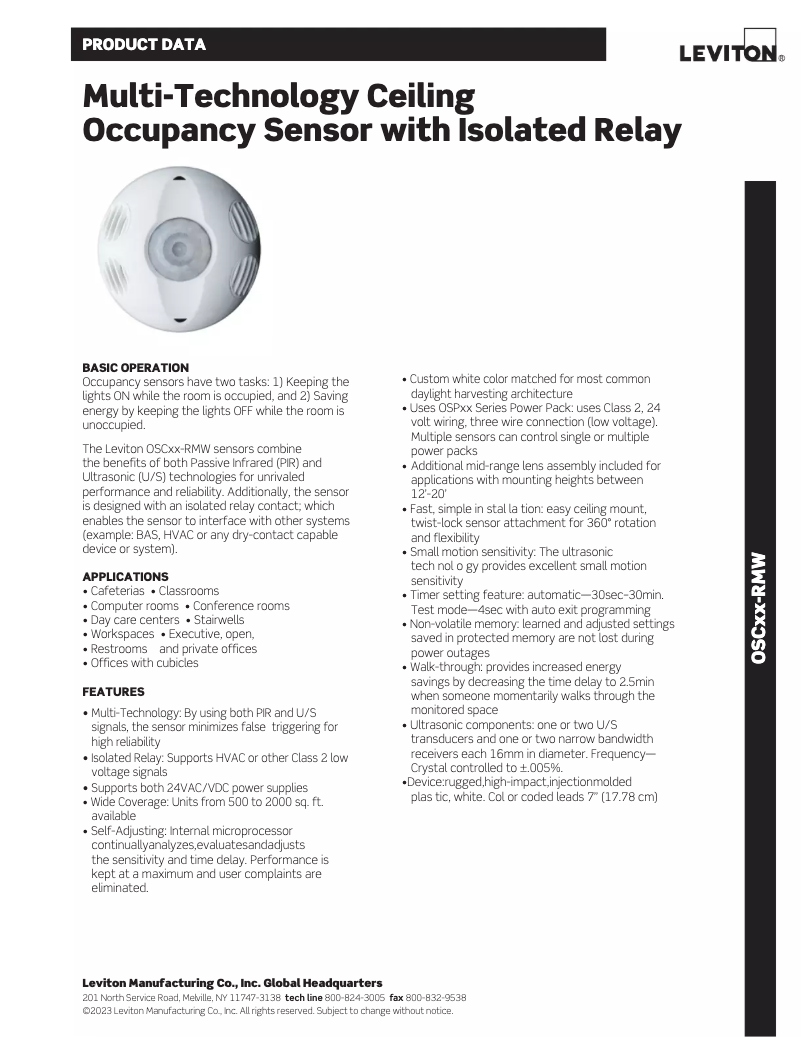 Page n°1 - Manuel utilisateur Leviton OSC10-RMW