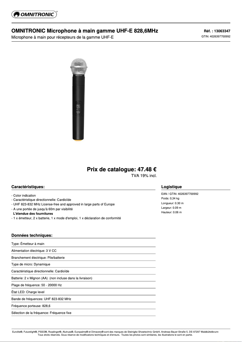 Página 1 del manual Ficha técnica Omnitronic E 828
