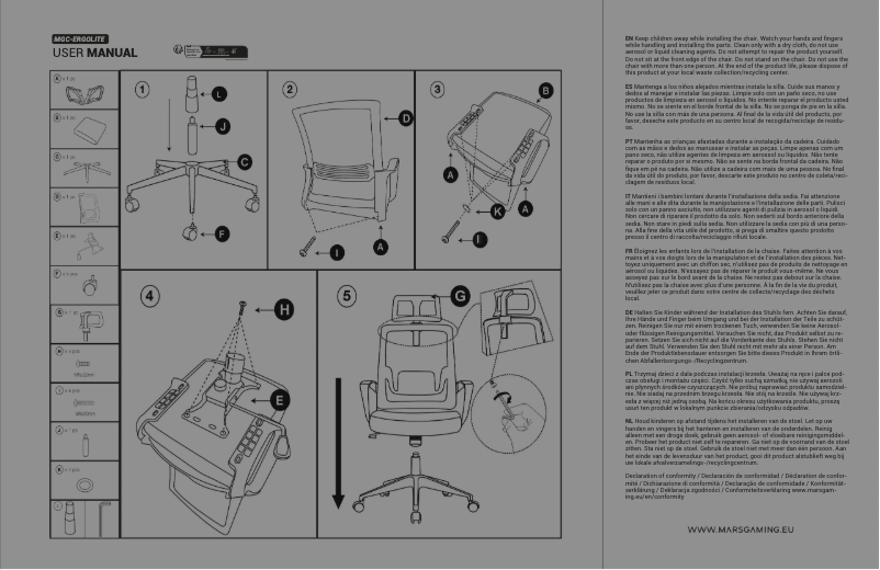 Page 1 de la notice Manuel utilisateur Mars Gaming MGC-ERGOLITE