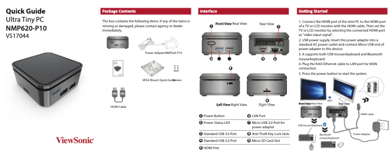 Page 1 de la notice Manuel utilisateur Viewsonic NMP620-P10