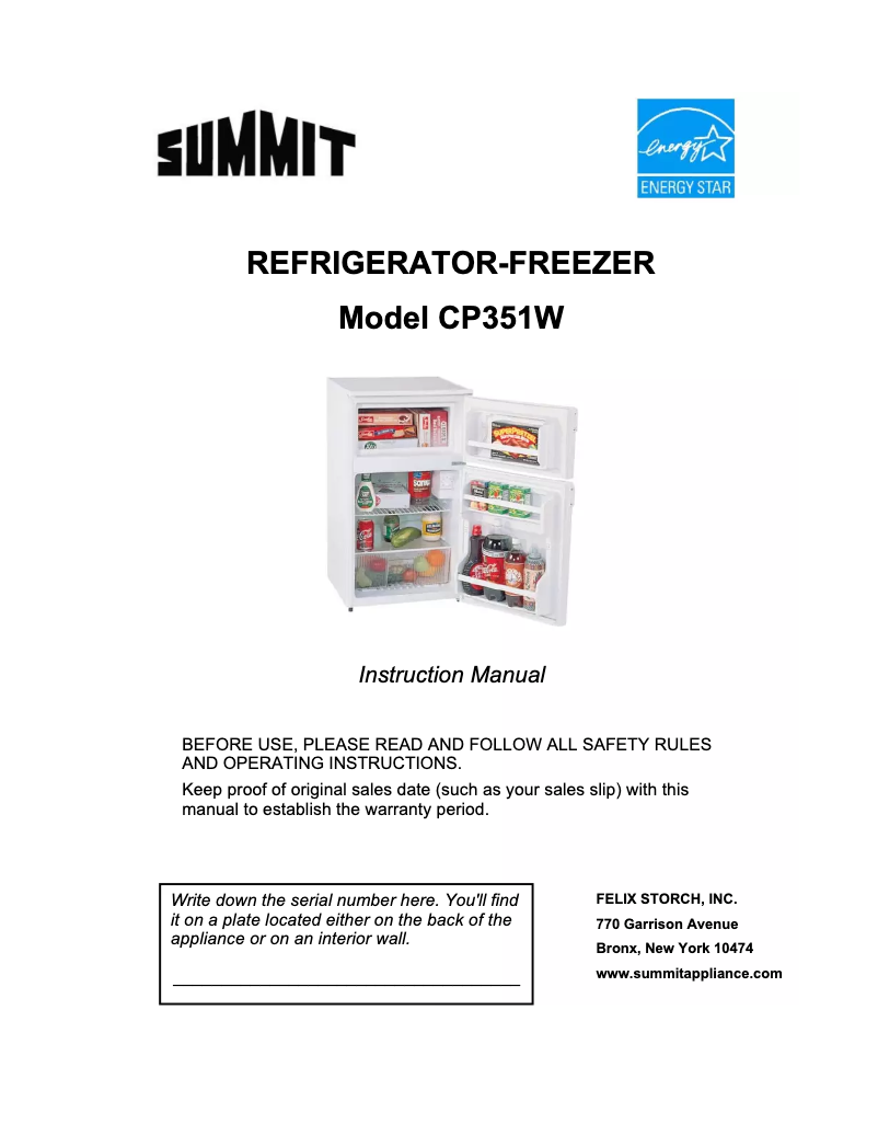 Page 1 de la notice Manuel utilisateur Accucold CP351WLLF2