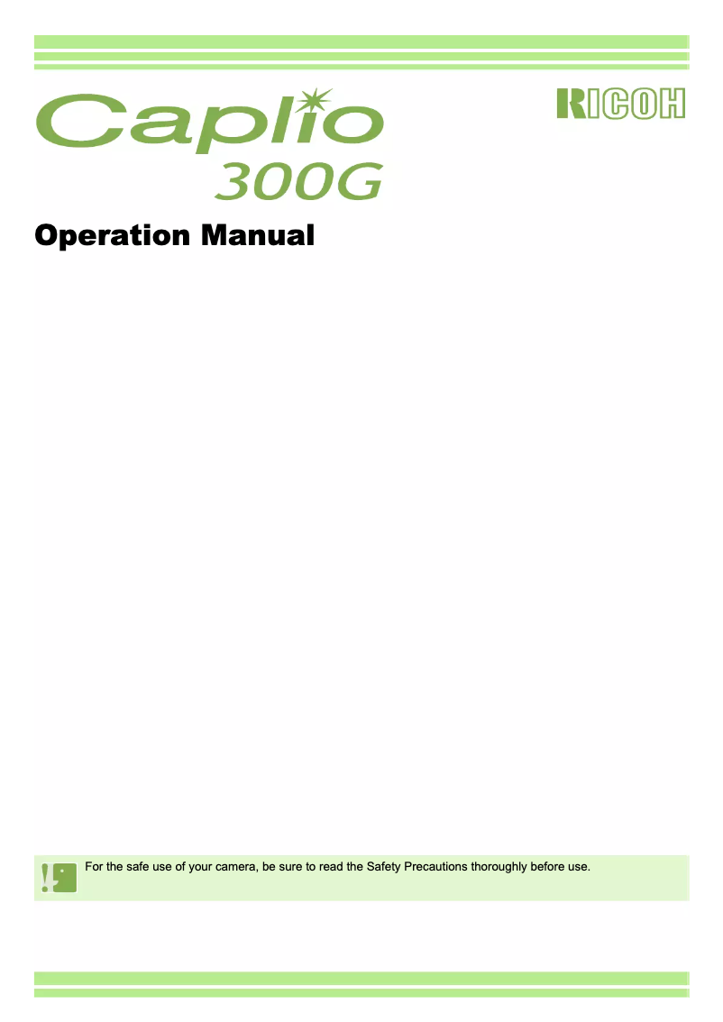 Image de la première page du manuel de l'appareil Caplio 300G