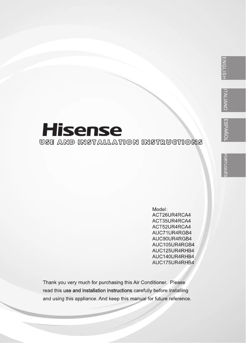 Page 1 de la notice Manuel utilisateur Hisense AUC90UR4RFGB4