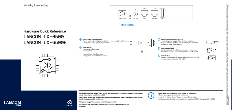 Page n°1 - Manuel utilisateur Lancom LX-6500E