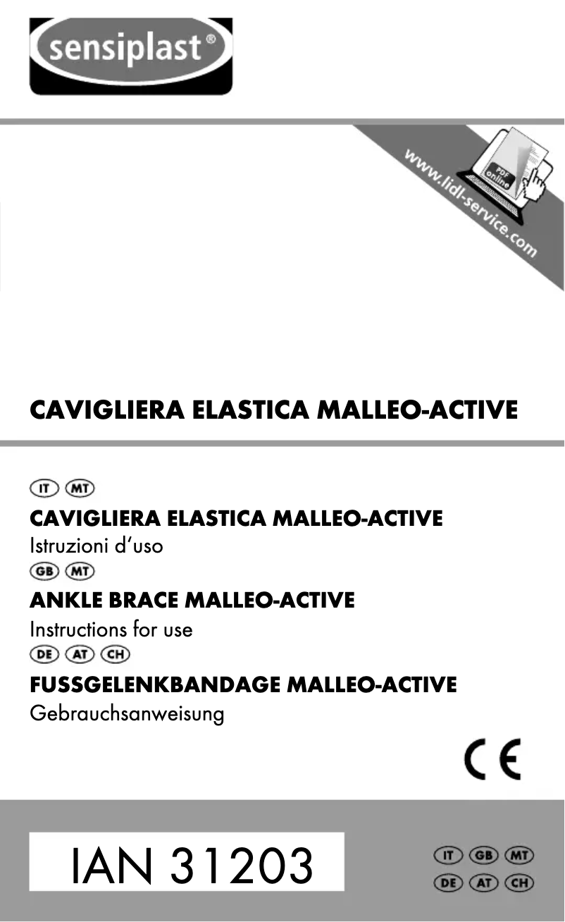 Page 1 de la notice Manuel utilisateur Sensiplast IAN 031203