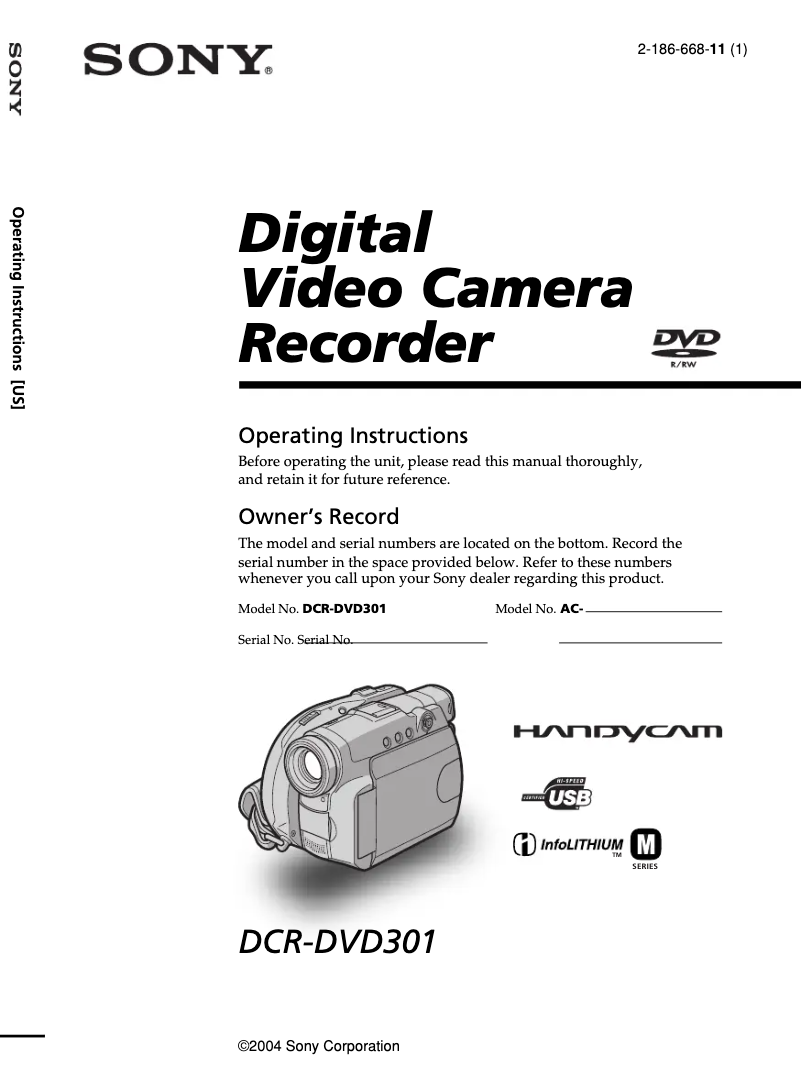 Page n°1 - Manuel utilisateur Sony DCR-DVD301