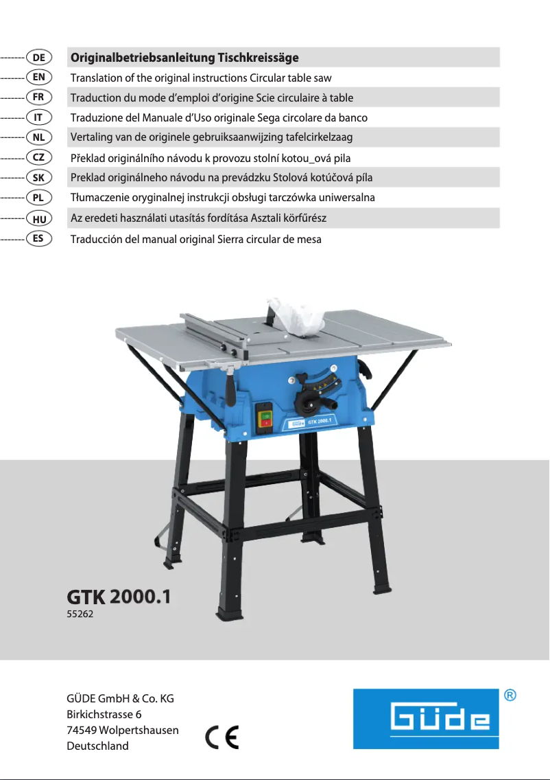 Image de la première page du manuel de l'appareil GTK 2000.1
