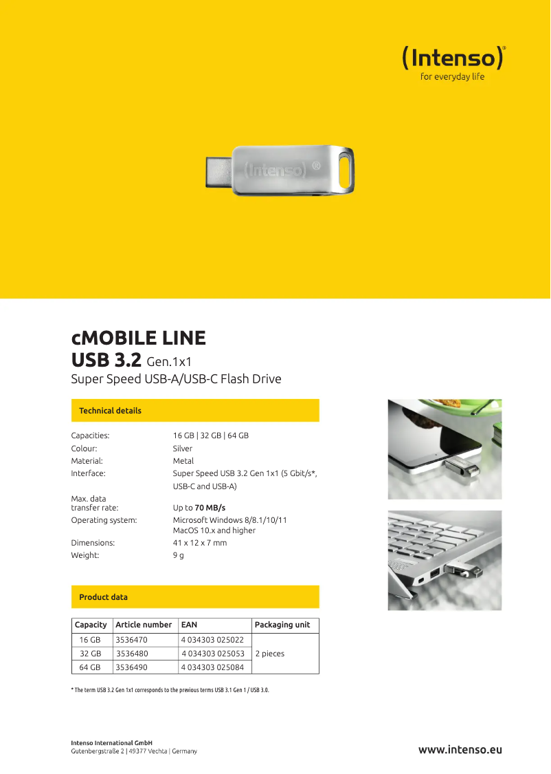 Página 1 del manual Manual de usuario Intenso cMobile Line USB 3.2