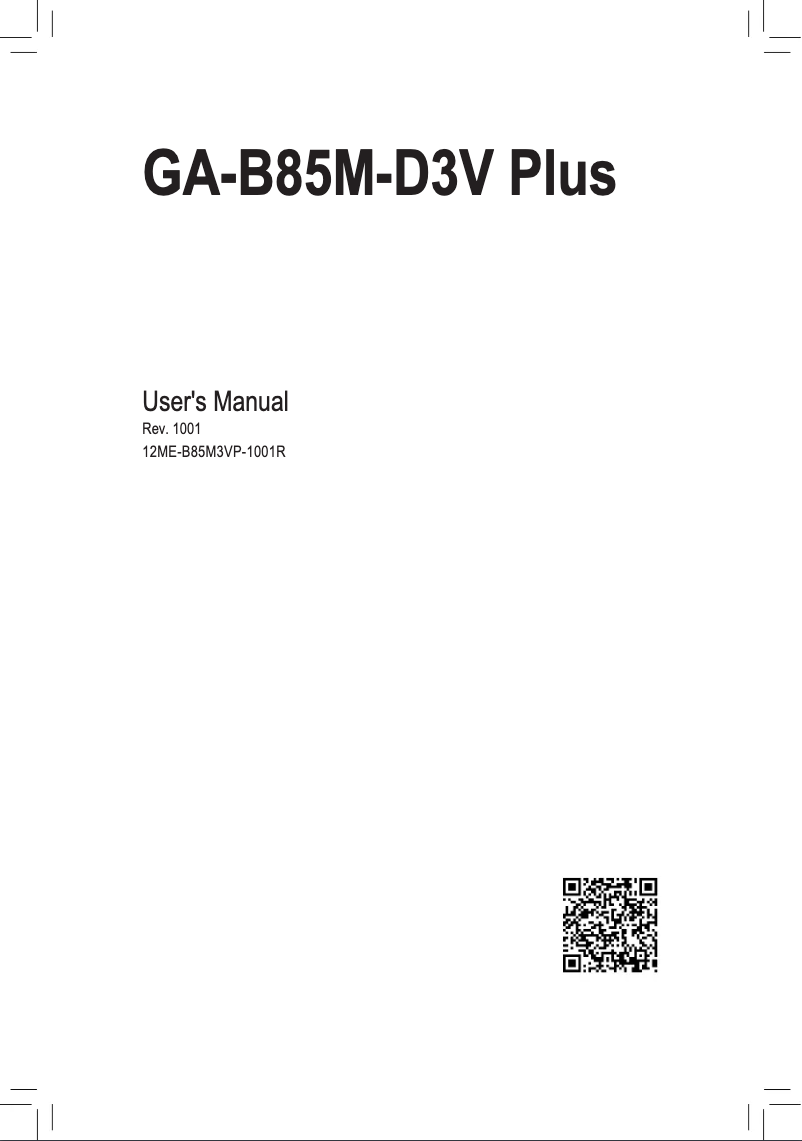 Page n°1 - Manuel utilisateur Gigabyte GA-B85M-D3V Plus