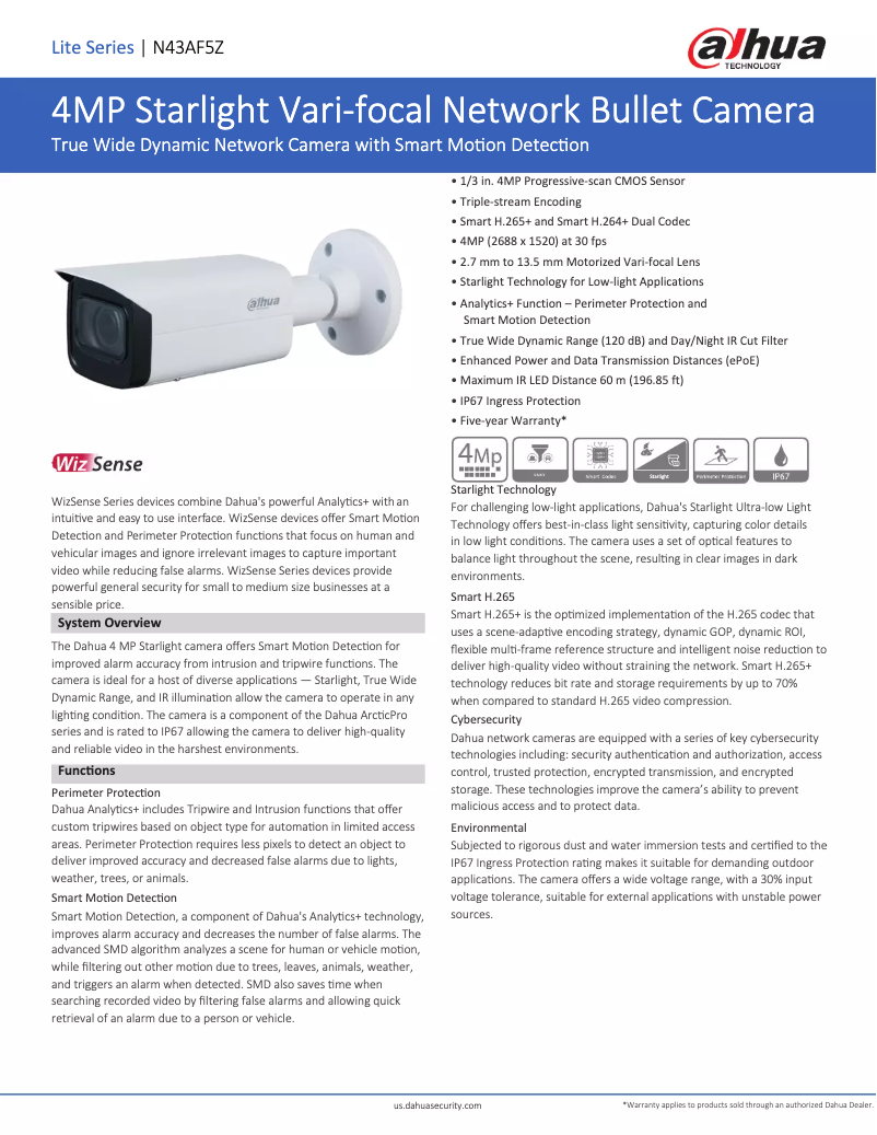 Page n°1 - Fiche technique Dahua Technology N43AF5Z
