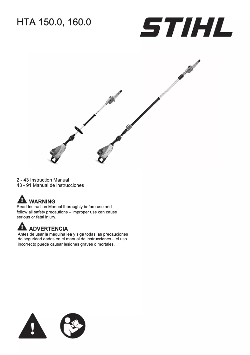Page 1 de la notice Manuel utilisateur Stihl HTA 160.0