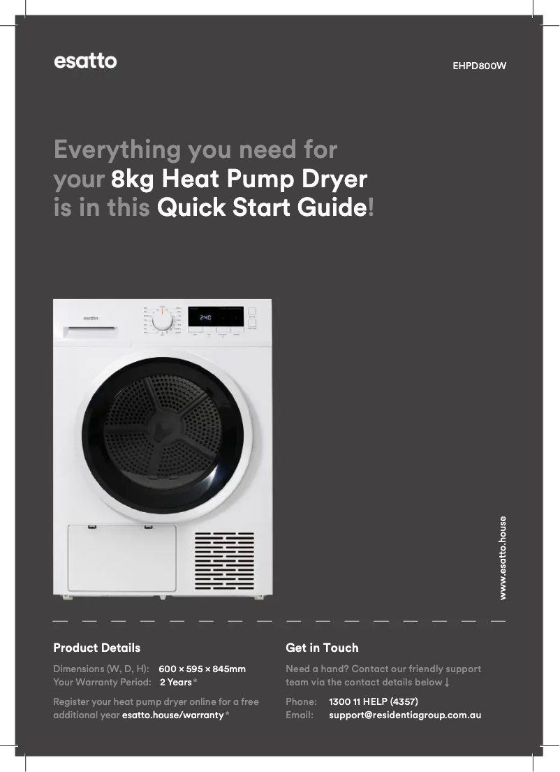 Page n°1 - Guide de démarrage rapide Esatto EHPD800W