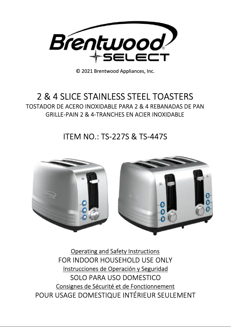 Page 1 de la notice Manuel utilisateur Brentwood TS-447S