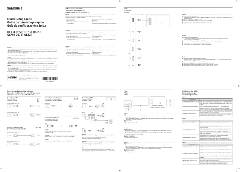 Page n°1 - Manuel utilisateur Samsung QE70T