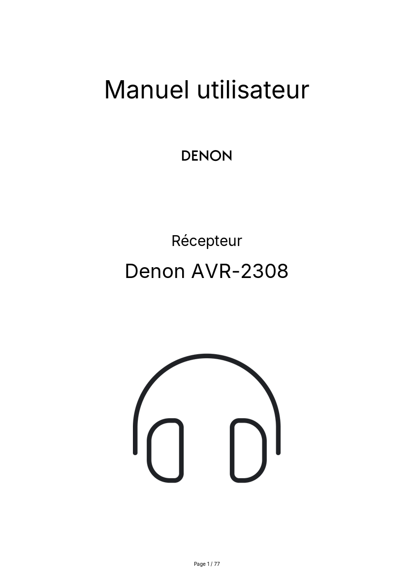 Page n°1 - Manuel utilisateur Denon AVR-2308