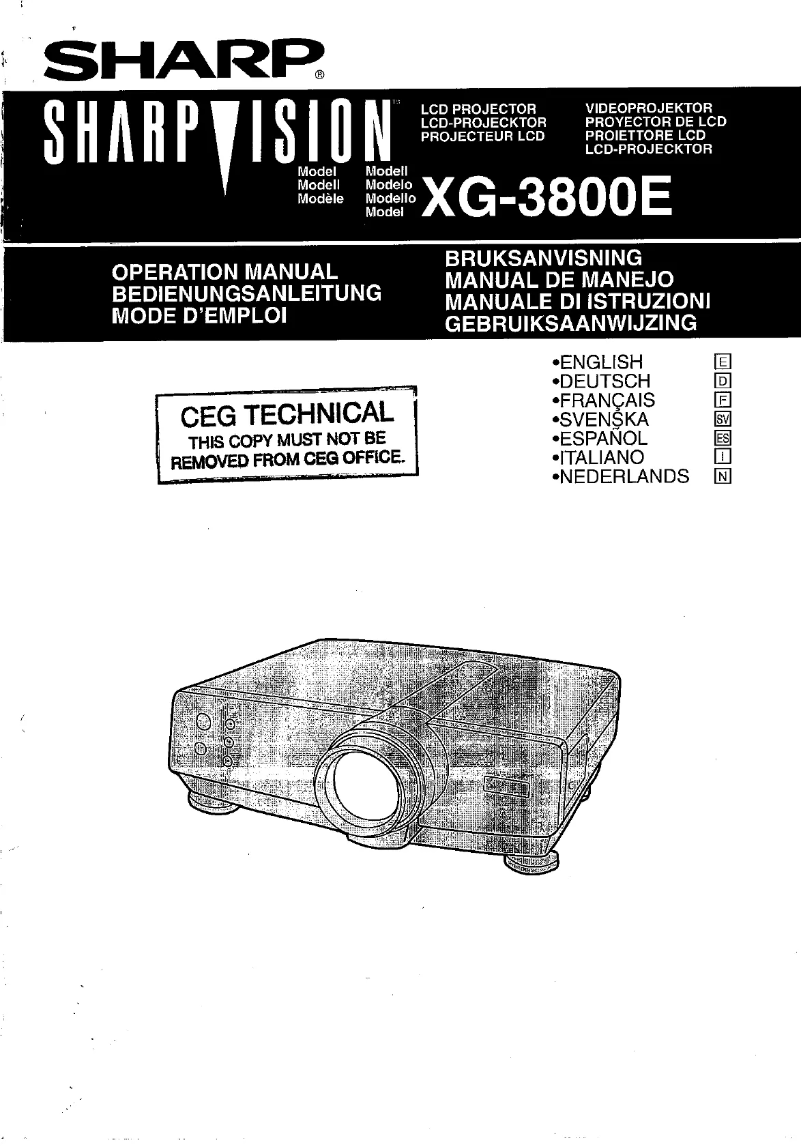 Page n°1 - Manuel utilisateur Sharp XG-3800E