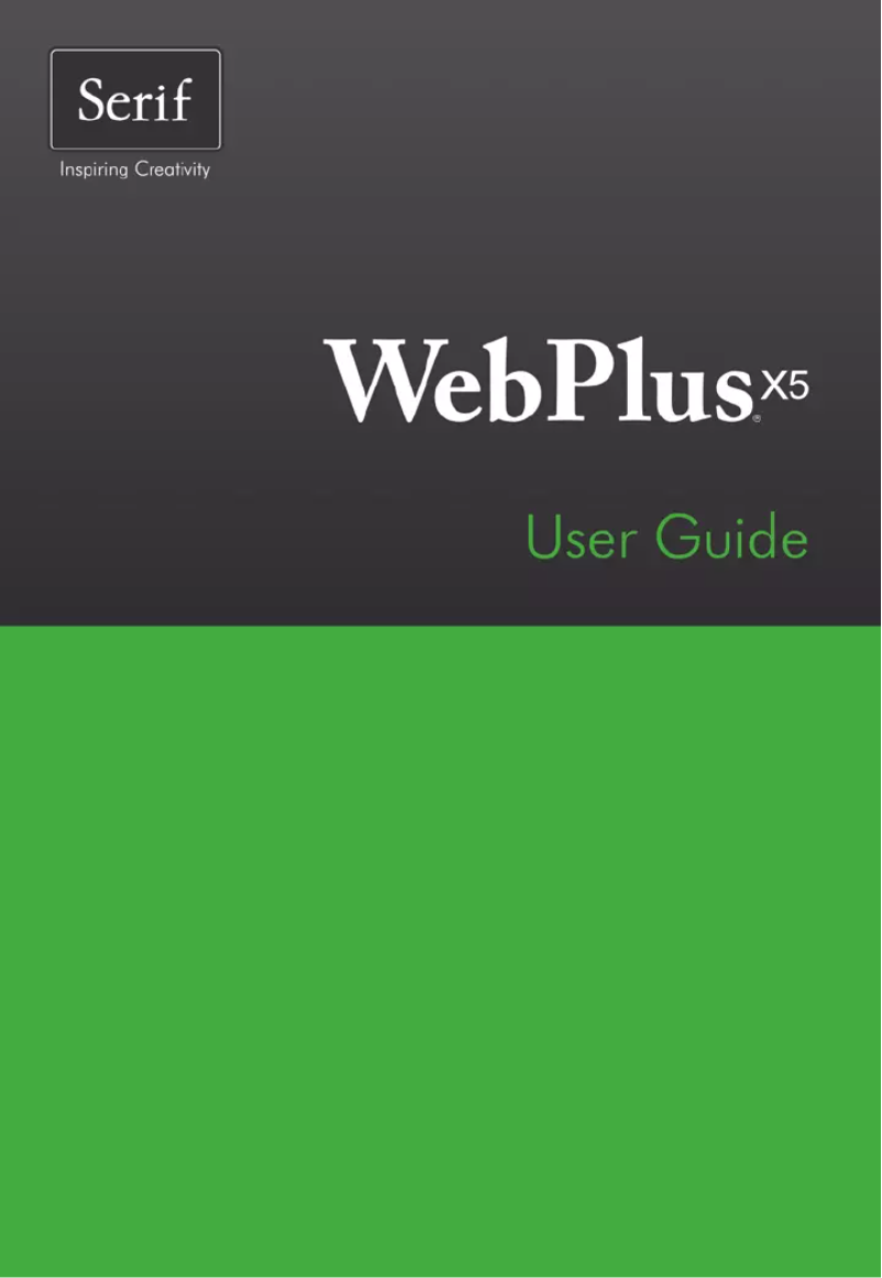 Page n°1 - Manuel utilisateur Serif WebPlus X5