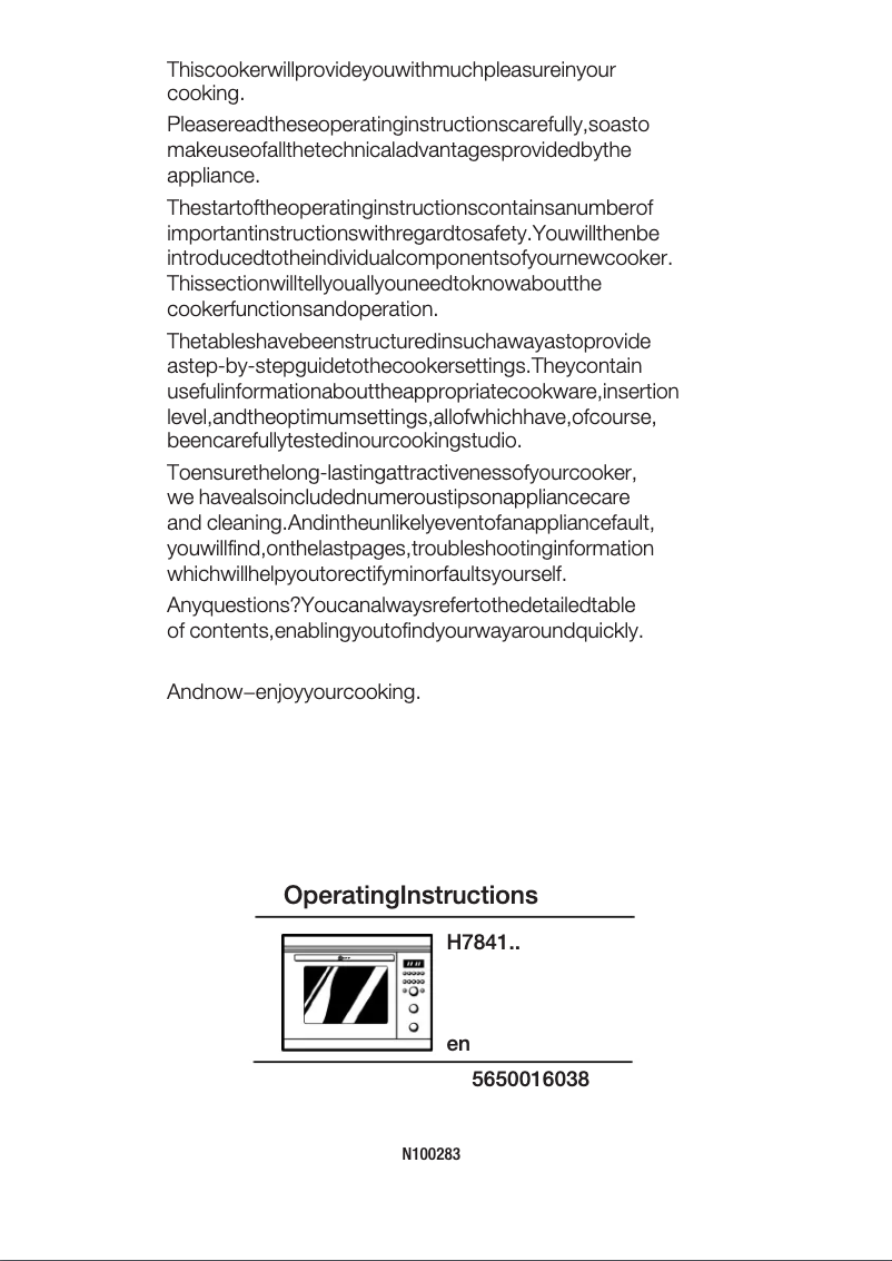 Page 1 de la notice Manuel utilisateur Neff H7841