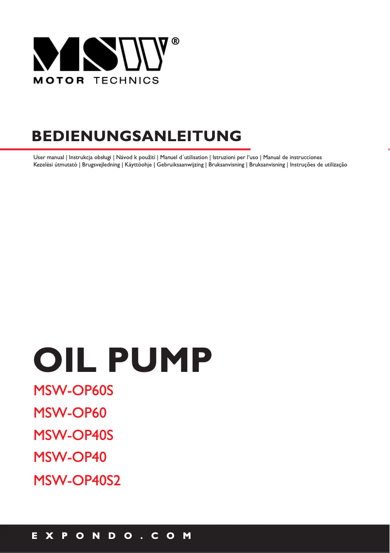 Imagen de la primera página del manual del dispositivo MSW-OP40