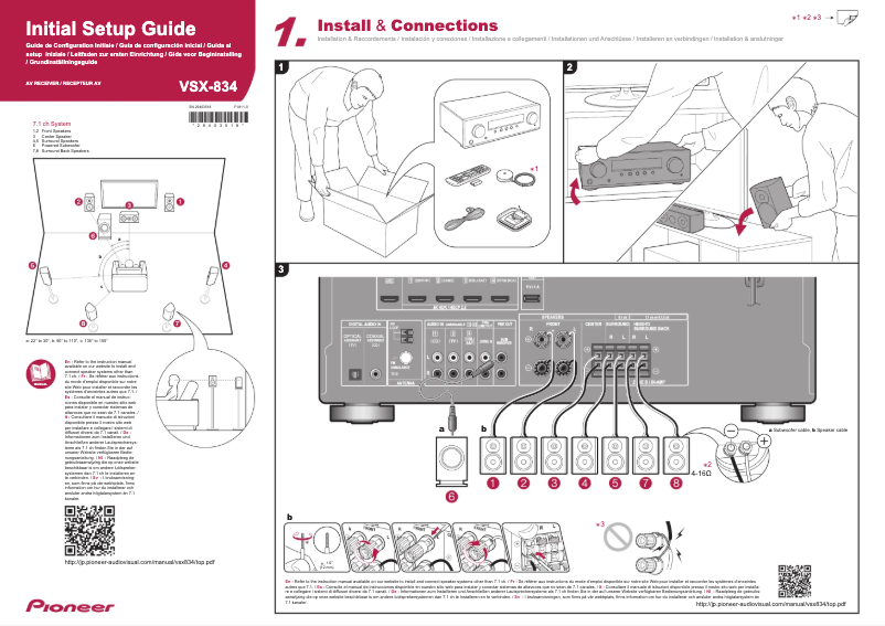 Page n°1 - Guide d'installation Pioneer VSX-834