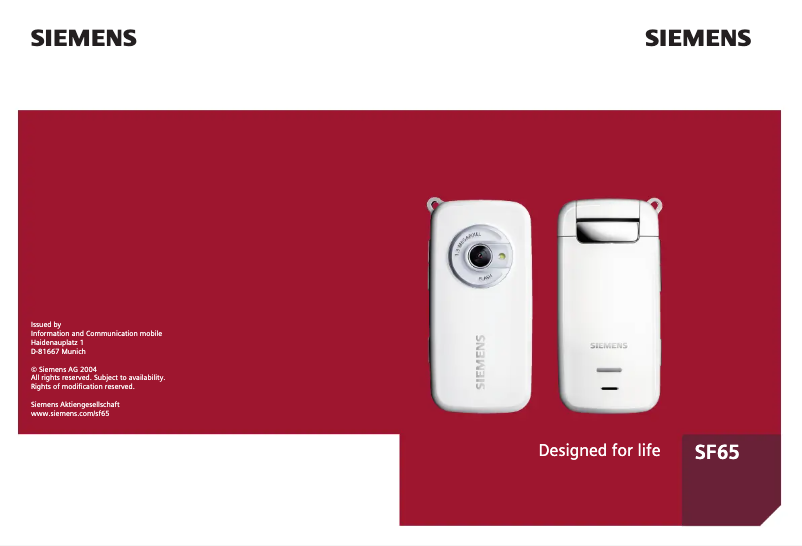 Page 1 de la notice Manuel utilisateur Siemens SF65