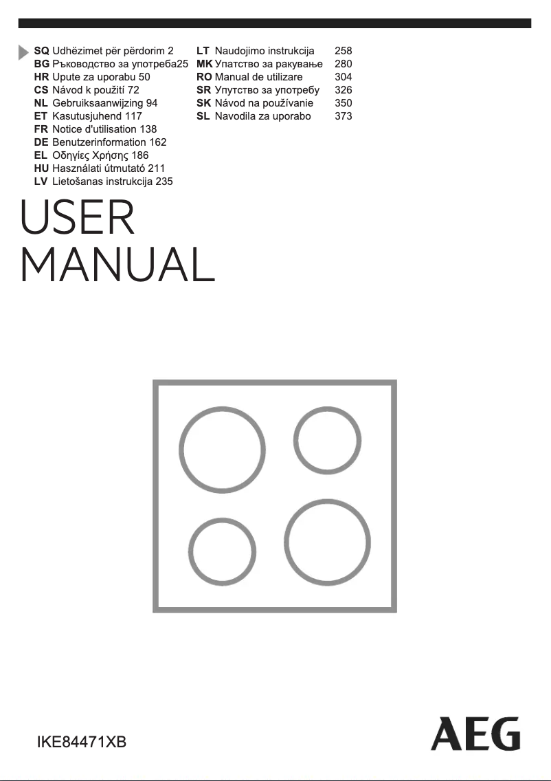 Page 1 de la notice Manuel utilisateur AEG IKE84471XB