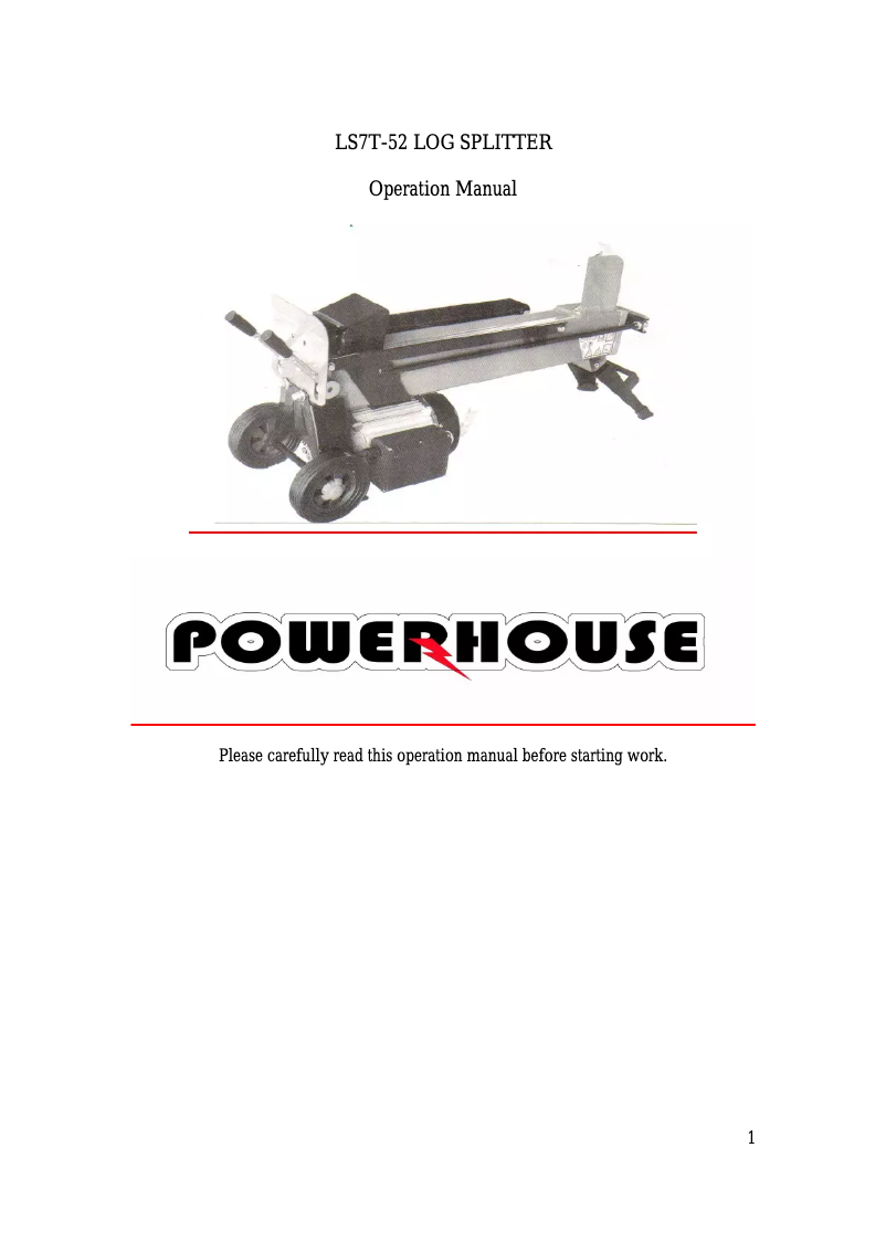 Page 1 de la notice Manuel utilisateur Powerhouse LS7T-52