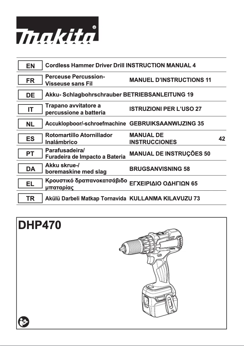 Page 1 de la notice Manuel utilisateur Makita DHP470