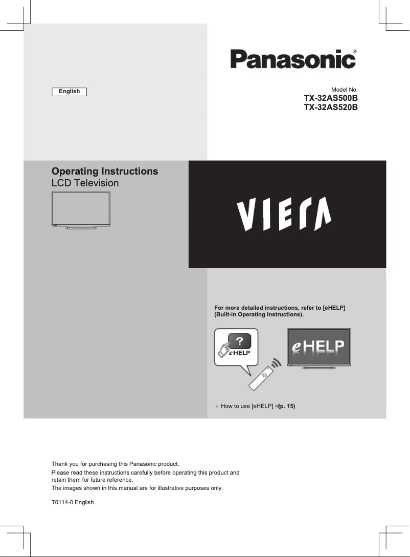 Page 1 de la notice Manuel utilisateur Panasonic TX-32AS500B