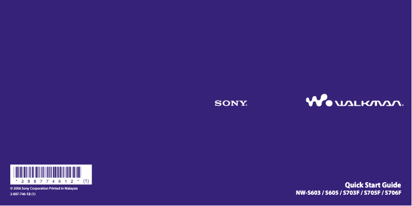 Image de la première page du manuel de l'appareil NW-S705F