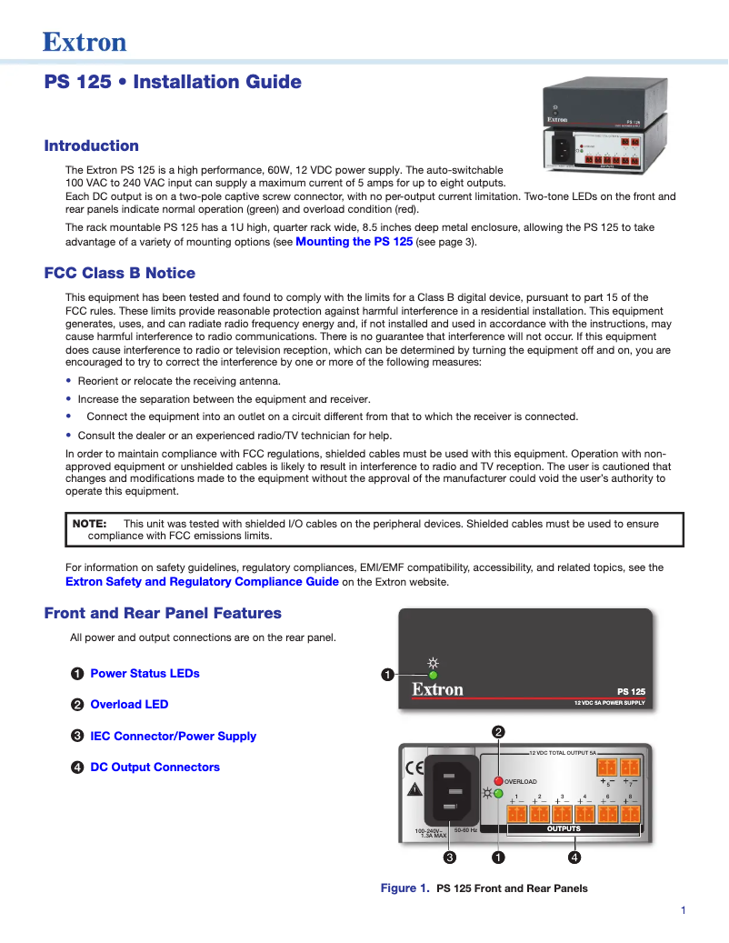 Image de la première page du manuel de l'appareil PS 125