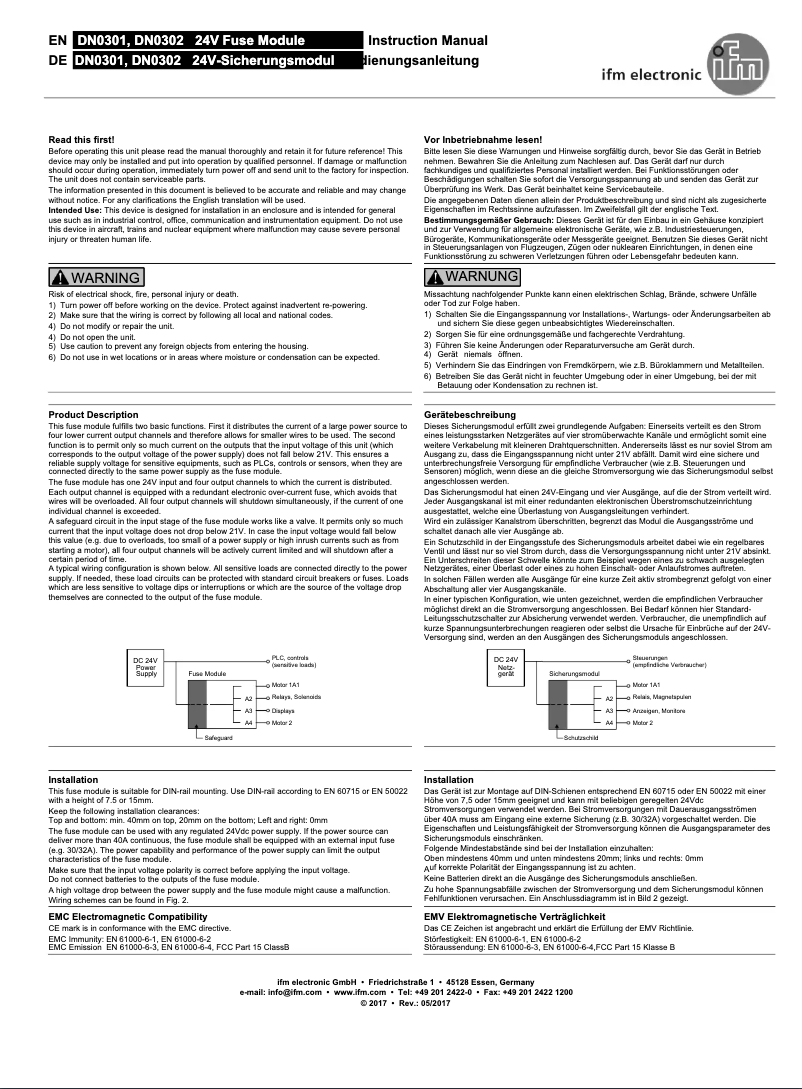 Page 1 de la notice Manuel utilisateur IFM DN0302