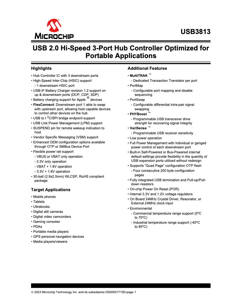Imagen de la primera página del manual del dispositivo USB3813