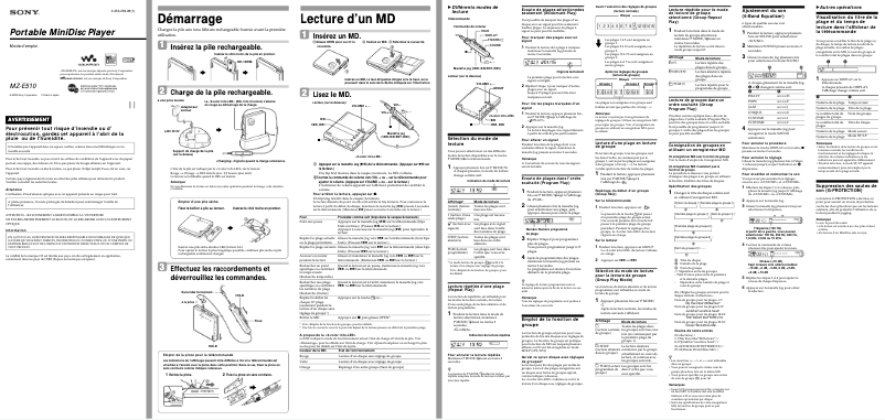 Page n°1 - Manuel utilisateur Sony MZ-E510