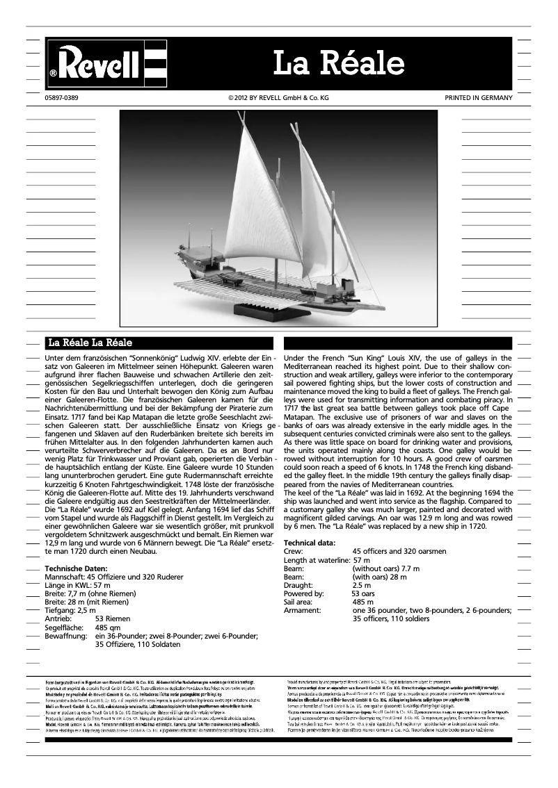 Page 1 de la notice Manuel utilisateur Revell La Reale