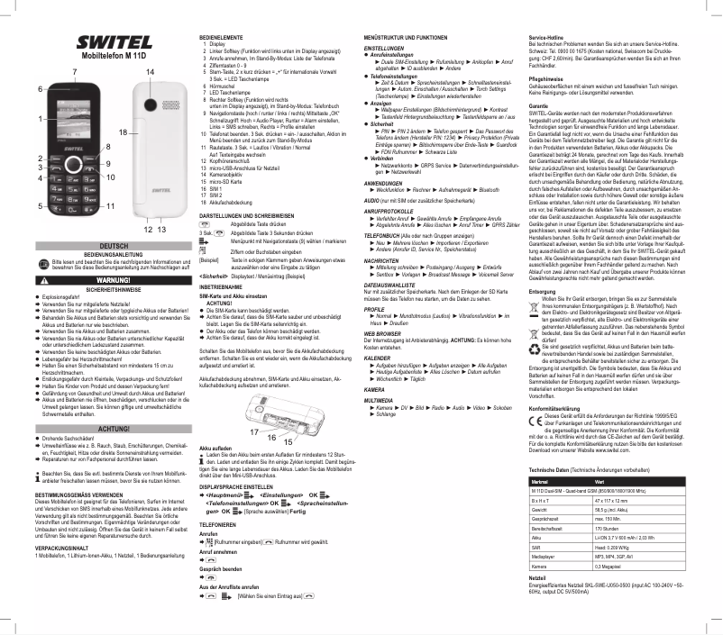 Page n°1 - Manuel utilisateur Switel M11D