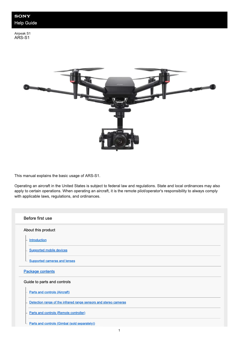 Imagen de la primera página del manual del dispositivo Airpeak S1