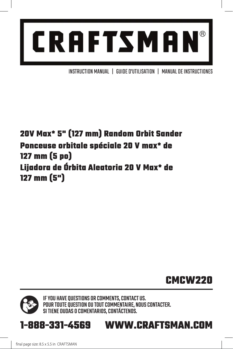 Page 1 de la notice Manuel utilisateur Craftsman CMCW220B