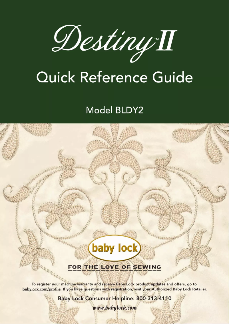 Page 1 de la notice Manuel utilisateur Baby Lock Destiny II