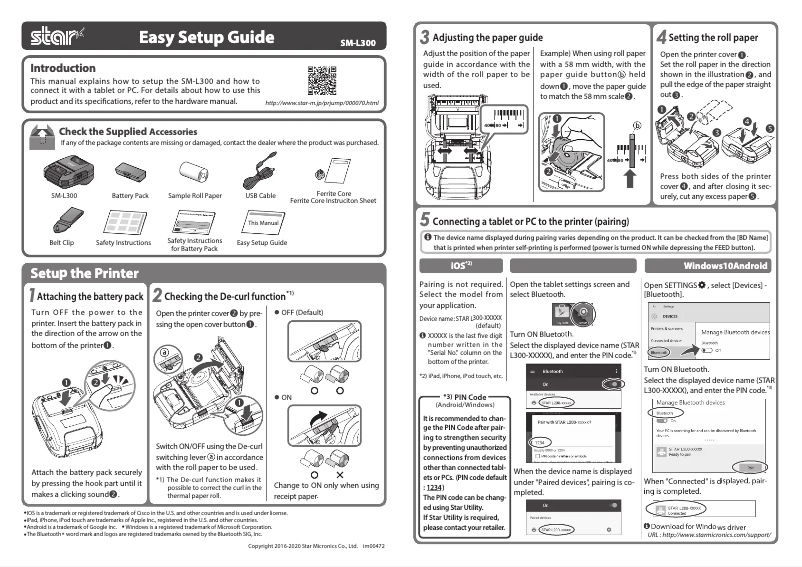 Página 1 del manual Guía de instalación Star Micronics SM-L300