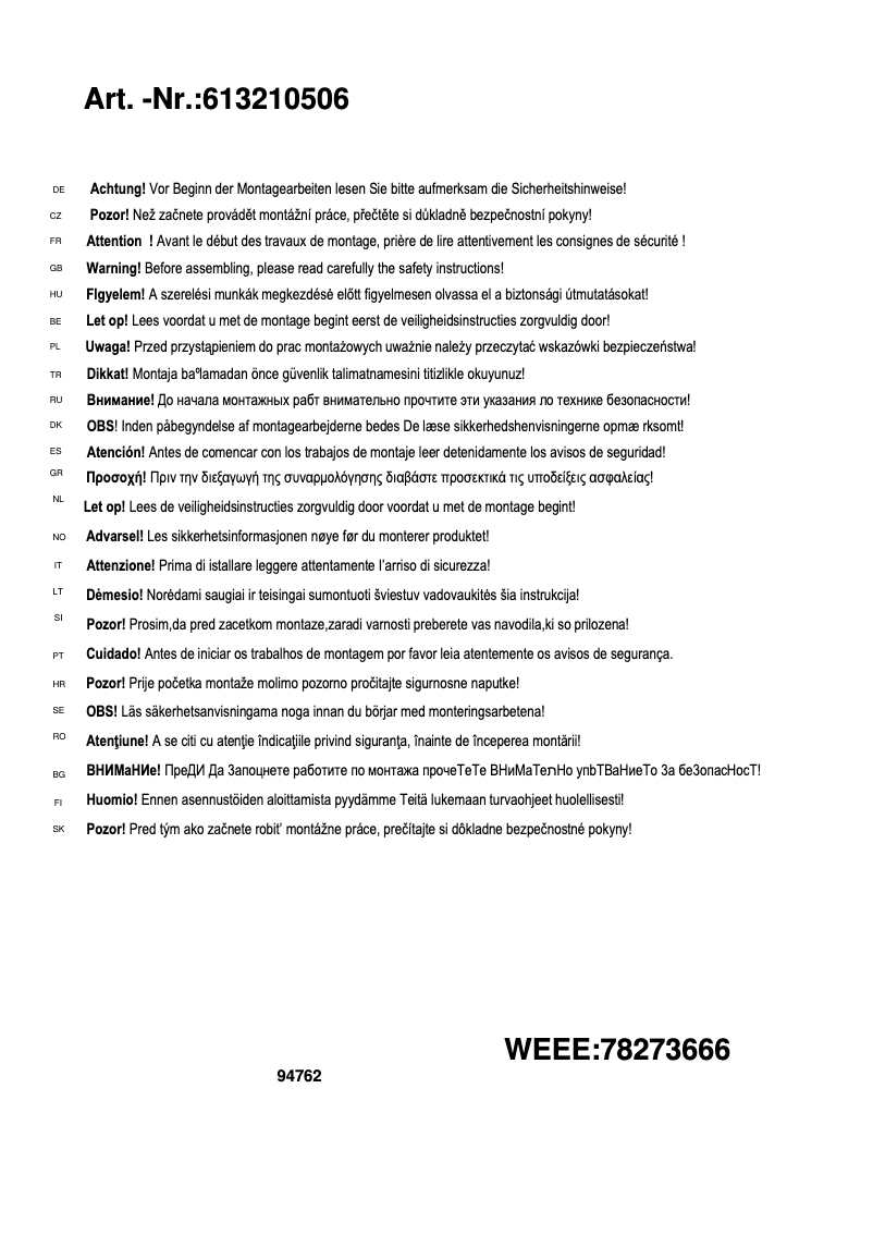 Image de la première page du manuel de l'appareil Juri 613210506