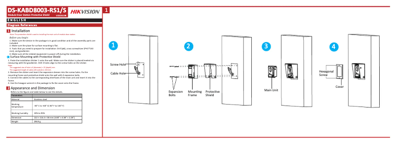Imagen de la primera página del manual del dispositivo DS-KABD8003-RS1/S